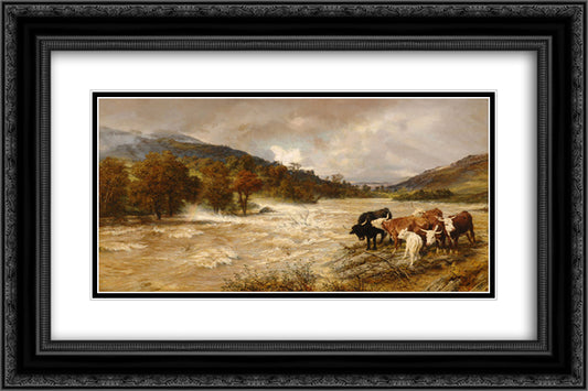 The Flood 24x16 Black Ornate Wood Framed Art Print Poster with Double Matting by Davis, Henry William Banks