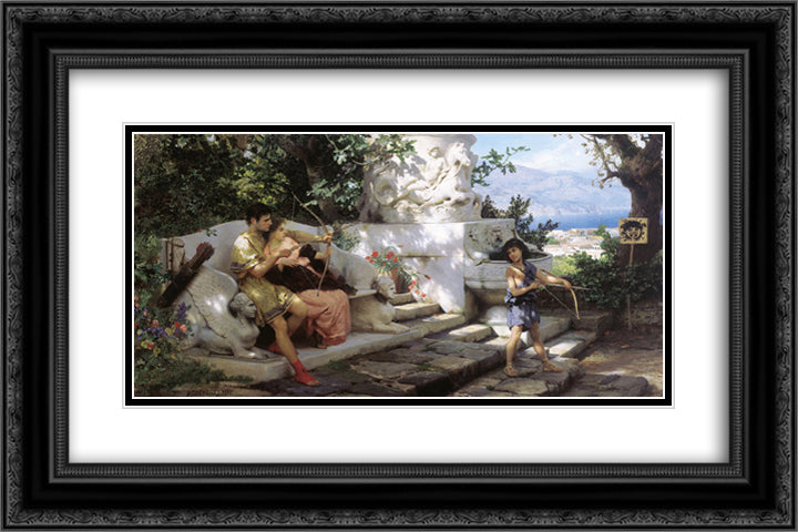 A Dangerous Game 24x16 Black Ornate Wood Framed Art Print Poster with Double Matting by Siemiradzki, Henryk