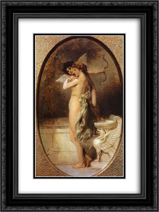 Beauty and Love 18x24 Black Ornate Wood Framed Art Print Poster with Double Matting by Siemiradzki, Henryk