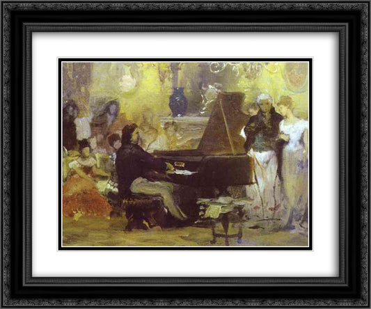 Chopin Performing in the Guest-Hall of Anton Radziville in Berlin in 1829 24x20 Black Ornate Wood Framed Art Print Poster with Double Matting by Siemiradzki, Henryk