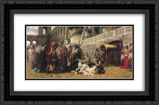 Christian Dirce 24x16 Black Ornate Wood Framed Art Print Poster with Double Matting by Siemiradzki, Henryk