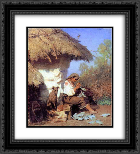 Country Idyll 20x22 Black Ornate Wood Framed Art Print Poster with Double Matting by Siemiradzki, Henryk