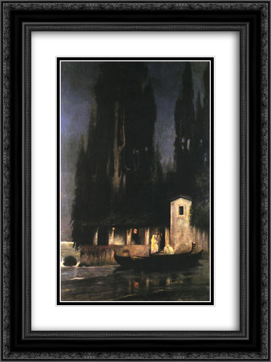 Departure from an Island at Night 18x24 Black Ornate Wood Framed Art Print Poster with Double Matting by Siemiradzki, Henryk