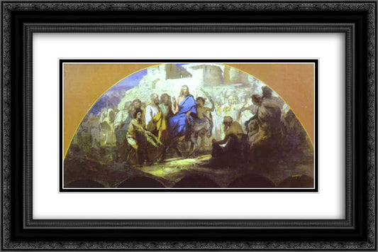 Entrance of Christ into Jerusalem 24x16 Black Ornate Wood Framed Art Print Poster with Double Matting by Siemiradzki, Henryk