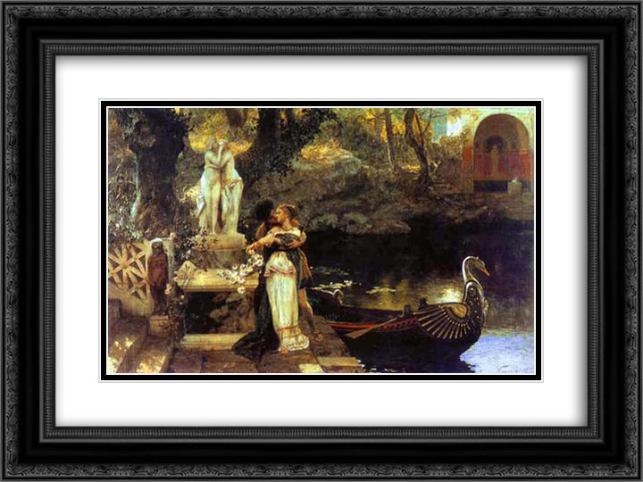 Following the Example of the Gods 24x18 Black Ornate Wood Framed Art Print Poster with Double Matting by Siemiradzki, Henryk