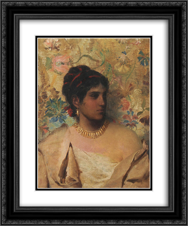 Gypsy Woman 20x24 Black Ornate Wood Framed Art Print Poster with Double Matting by Siemiradzki, Henryk