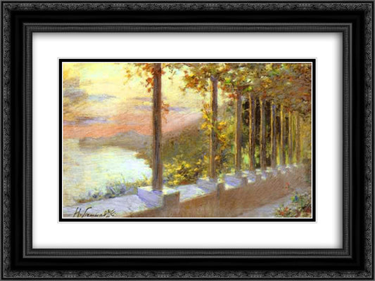 Italian Landscape 24x18 Black Ornate Wood Framed Art Print Poster with Double Matting by Siemiradzki, Henryk