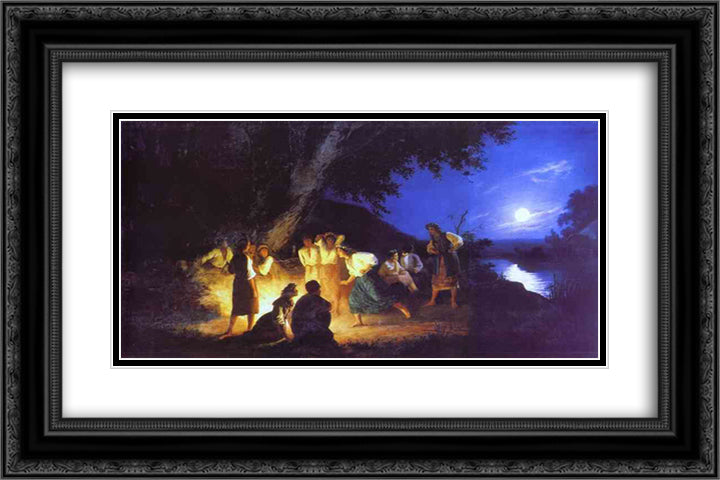 Night on the Eve of Ivan Kupala 24x16 Black Ornate Wood Framed Art Print Poster with Double Matting by Siemiradzki, Henryk