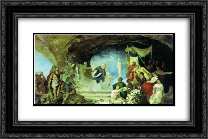 Orpheus in the Underworld 24x16 Black Ornate Wood Framed Art Print Poster with Double Matting by Siemiradzki, Henryk