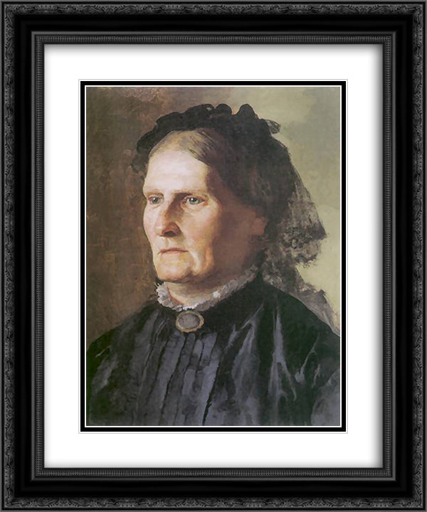 Portrait of a mother of Henry Siemiradzki 20x24 Black Ornate Wood Framed Art Print Poster with Double Matting by Siemiradzki, Henryk