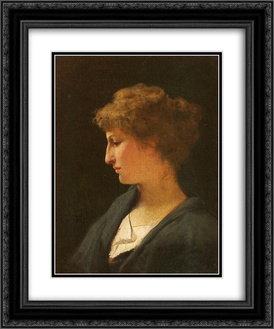 Portrait of a Woman 20x24 Black Ornate Wood Framed Art Print Poster with Double Matting by Siemiradzki, Henryk