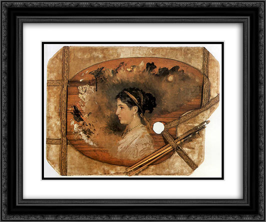 Portrait of a woman on a pallet 24x20 Black Ornate Wood Framed Art Print Poster with Double Matting by Siemiradzki, Henryk