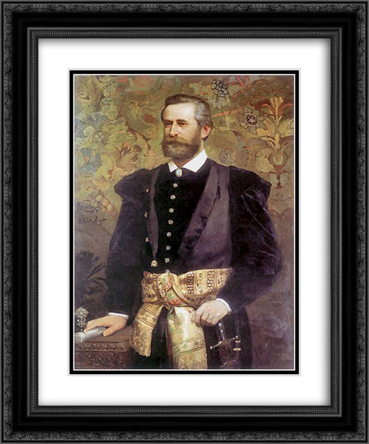 Portrait of Ludwik Wodzicki 20x24 Black Ornate Wood Framed Art Print Poster with Double Matting by Siemiradzki, Henryk