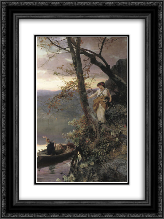 Scene from Roman Life 18x24 Black Ornate Wood Framed Art Print Poster with Double Matting by Siemiradzki, Henryk