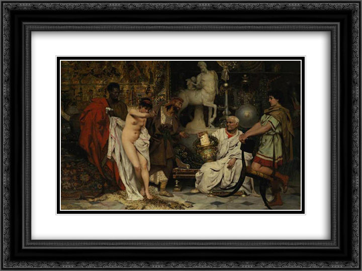 The Girl or the Vase 24x18 Black Ornate Wood Framed Art Print Poster with Double Matting by Siemiradzki, Henryk