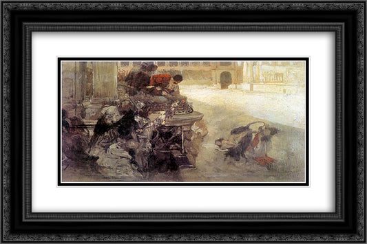 The Sketch of Christian Dirce 24x16 Black Ornate Wood Framed Art Print Poster with Double Matting by Siemiradzki, Henryk