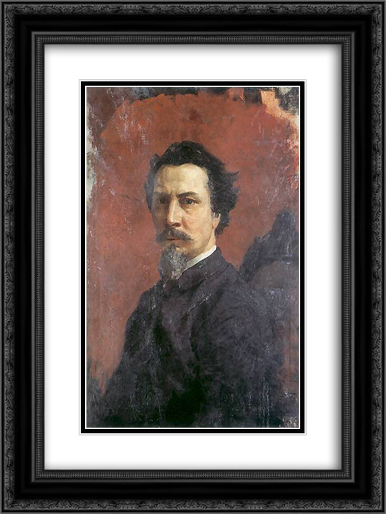 Unfinished Self-portrait 18x24 Black Ornate Wood Framed Art Print Poster with Double Matting by Siemiradzki, Henryk