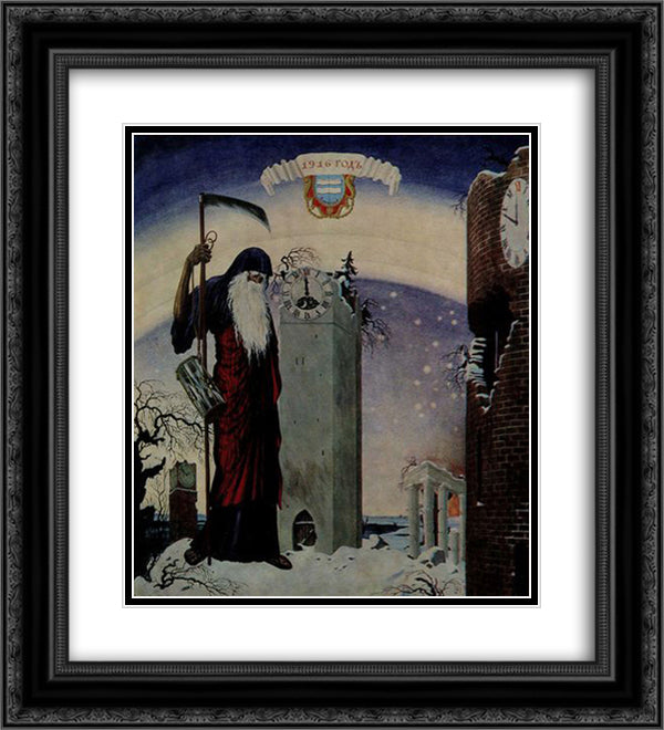 Allegory of 1916 (Chronos) 20x22 Black Ornate Wood Framed Art Print Poster with Double Matting by Narbut, Heorhiy