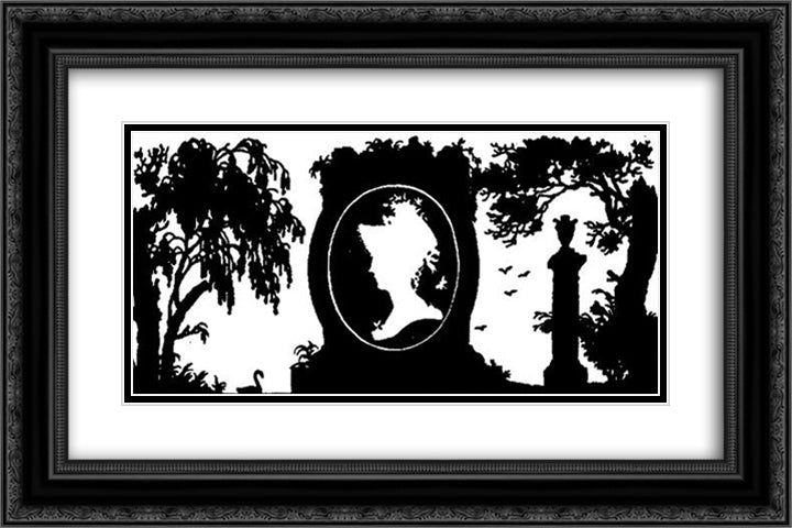 Front page to 'Three Fables of Krylov' 24x16 Black Ornate Wood Framed Art Print Poster with Double Matting by Narbut, Heorhiy