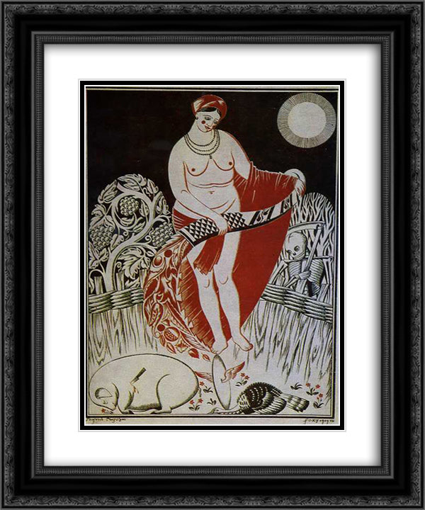 Illustration to Volodymyr Narbut's poem 'Before the Easter' 20x24 Black Ornate Wood Framed Art Print Poster with Double Matting by Narbut, Heorhiy