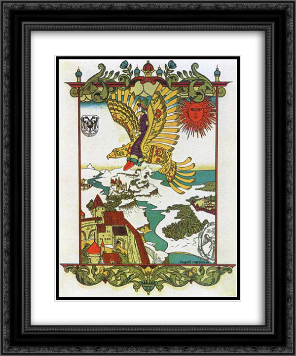Illustration to 'Wooden Eagle' 20x24 Black Ornate Wood Framed Art Print Poster with Double Matting by Narbut, Heorhiy