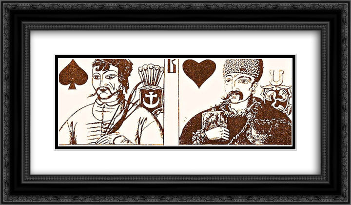 Playing cards 24x14 Black Ornate Wood Framed Art Print Poster with Double Matting by Narbut, Heorhiy