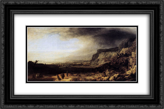 Landscape 24x16 Black Ornate Wood Framed Art Print Poster with Double Matting by Seghers, Hercules