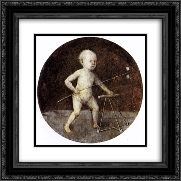 Christ Child with a Walking Frame 20x20 Black Ornate Wood Framed Art Print Poster with Double Matting by Bosch, Hieronymus