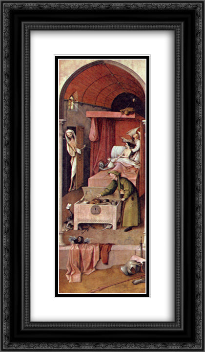 Death and the Miser 14x24 Black Ornate Wood Framed Art Print Poster with Double Matting by Bosch, Hieronymus