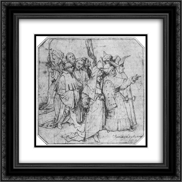 Group of Male Figures 20x20 Black Ornate Wood Framed Art Print Poster with Double Matting by Bosch, Hieronymus