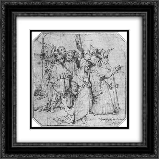 Group of Male Figures 20x20 Black Ornate Wood Framed Art Print Poster with Double Matting by Bosch, Hieronymus