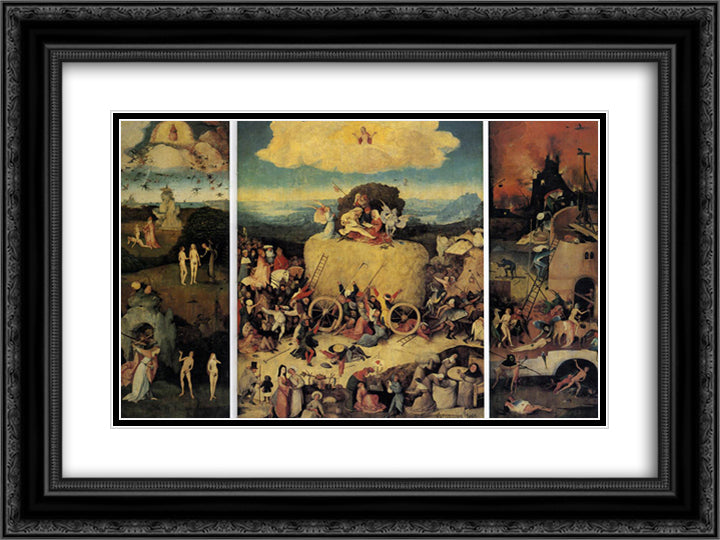 Haywain 24x18 Black Ornate Wood Framed Art Print Poster with Double Matting by Bosch, Hieronymus