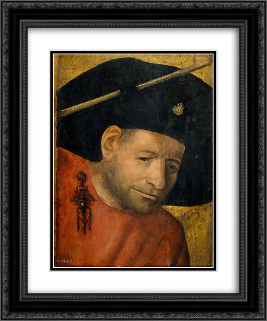 Head of a Halberdier 20x24 Black Ornate Wood Framed Art Print Poster with Double Matting by Bosch, Hieronymus