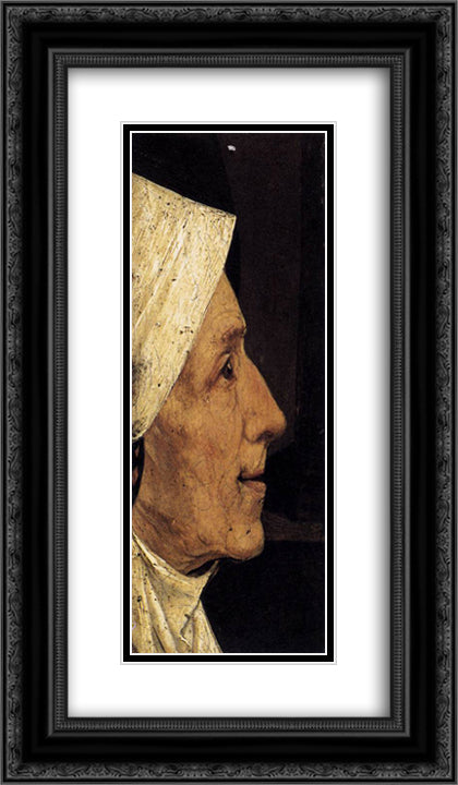 Head of an Old Woman 14x24 Black Ornate Wood Framed Art Print Poster with Double Matting by Bosch, Hieronymus