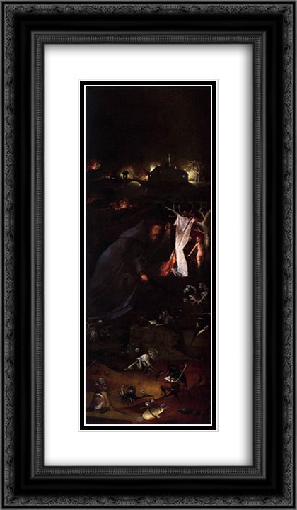 Hermit Saints Triptych (left panel) 14x24 Black Ornate Wood Framed Art Print Poster with Double Matting by Bosch, Hieronymus