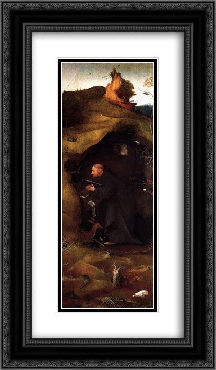 Hermit Saints Triptych (right panel) 14x24 Black Ornate Wood Framed Art Print Poster with Double Matting by Bosch, Hieronymus