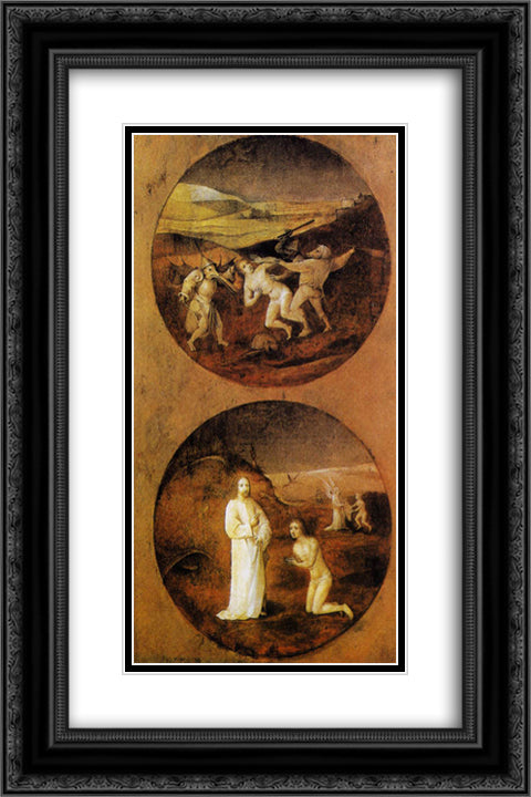 Mankind Beset by Devils (reverse of Noah panel) 16x24 Black Ornate Wood Framed Art Print Poster with Double Matting by Bosch, Hieronymus