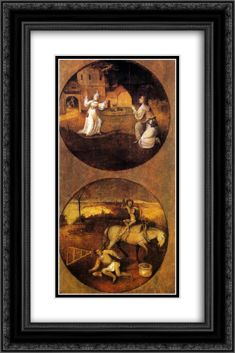 Mankind Beset by Devils (reverse of Rebel Angels panel) 16x24 Black Ornate Wood Framed Art Print Poster with Double Matting by Bosch, Hieronymus