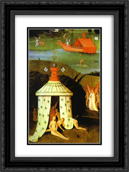 Paradise 18x24 Black Ornate Wood Framed Art Print Poster with Double Matting by Bosch, Hieronymus