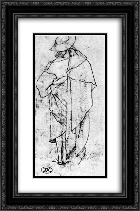 Sketch of a man 16x24 Black Ornate Wood Framed Art Print Poster with Double Matting by Bosch, Hieronymus