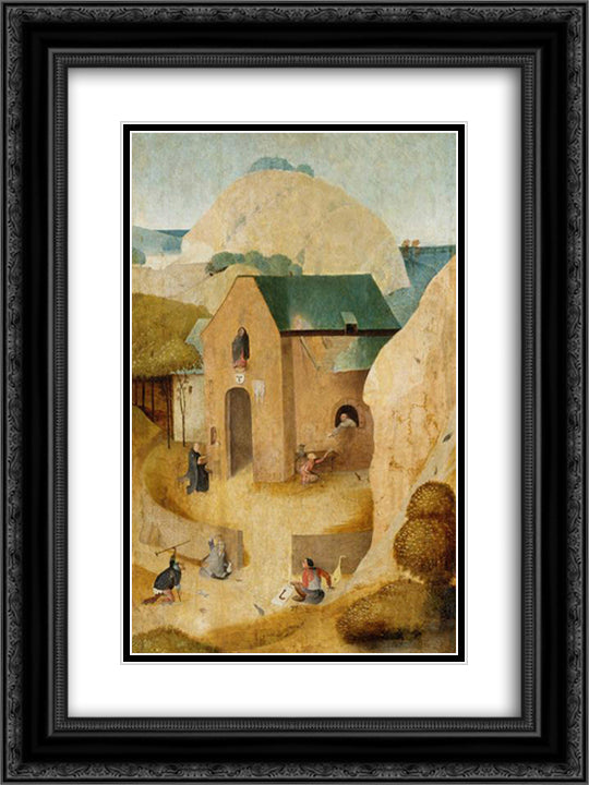 St. James and the Magician Hermogenes 18x24 Black Ornate Wood Framed Art Print Poster with Double Matting by Bosch, Hieronymus