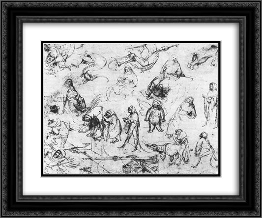 Studies 24x20 Black Ornate Wood Framed Art Print Poster with Double Matting by Bosch, Hieronymus