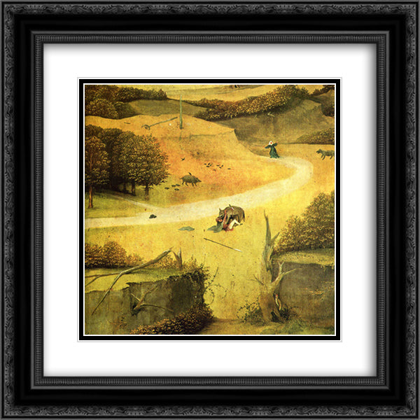 The adoration of the Magi (detail) 20x20 Black Ornate Wood Framed Art Print Poster with Double Matting by Bosch, Hieronymus