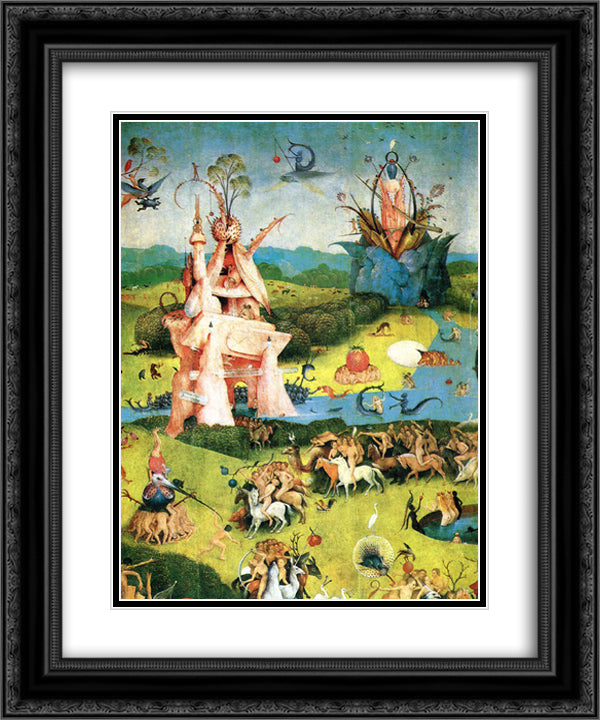 The Garden of Earthly Delights (detail) 20x24 Black Ornate Wood Framed Art Print Poster with Double Matting by Bosch, Hieronymus