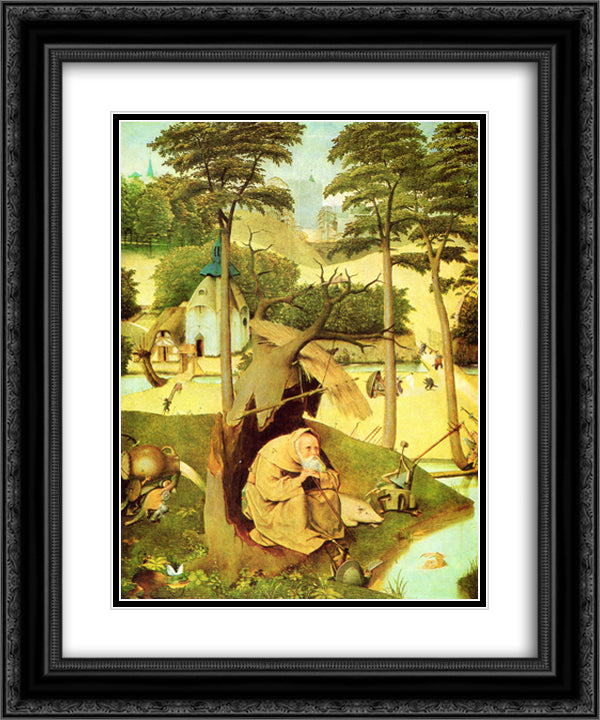 The Temptation of St Anthony (detail) 20x24 Black Ornate Wood Framed Art Print Poster with Double Matting by Bosch, Hieronymus