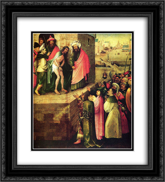 This is a human(Ecce Homo) 20x22 Black Ornate Wood Framed Art Print Poster with Double Matting by Bosch, Hieronymus