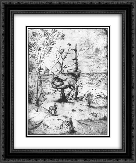 Tree Man 20x24 Black Ornate Wood Framed Art Print Poster with Double Matting by Bosch, Hieronymus