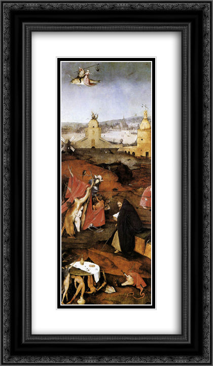 Triptych of Temptation of St Anthony (detail) 14x24 Black Ornate Wood Framed Art Print Poster with Double Matting by Bosch, Hieronymus