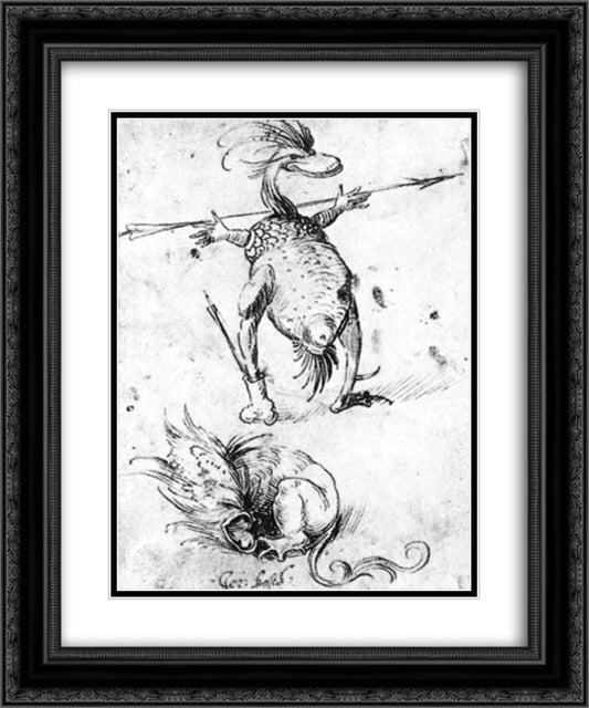 Two Monsters 20x24 Black Ornate Wood Framed Art Print Poster with Double Matting by Bosch, Hieronymus