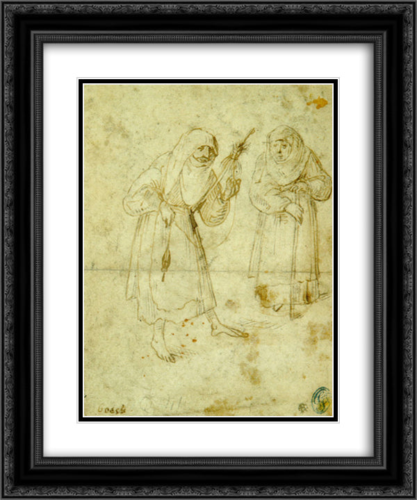 Two witches 20x24 Black Ornate Wood Framed Art Print Poster with Double Matting by Bosch, Hieronymus